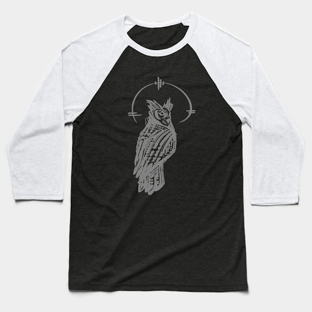 Mystic Owl Grey Baseball T-Shirt by SimonHaiduk